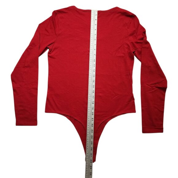 Guess Women's Long Sleeve Bodysuit - Stretch, Soft, Versatile Tops Red Size XL - Picture 5 of 9